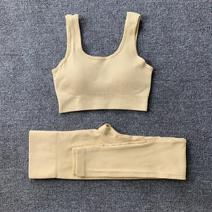 2-Piece Seamless Bra And Butt Lifting High Waist Leggings Yoga Suit Set