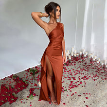 Load image into Gallery viewer, One-Shoulder Backless Split Summer Elegant Slim-Fit Satin Dress