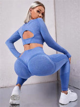 Load image into Gallery viewer, 2-Piece Sports Suit With Long Sleeve Top And Butt Lifting High Waist Seamless Fitness Legging
