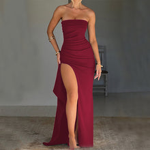 Load image into Gallery viewer, Strapless Split Long Pleated Bridesmaid Summer Fashion Dress