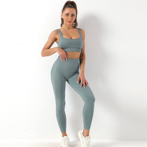 2-Piece Seamless Bra And Butt Lifting High Waist Leggings Yoga Suit Set