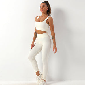2-Piece Seamless Bra And Butt Lifting High Waist Leggings Yoga Suit Set