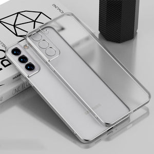 Luxury Matte Square Plating Transparent Case For Samsung Galaxy