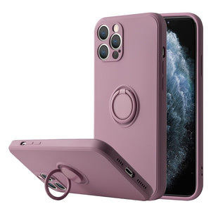 Liquid Silicone Magnetic Case For iPhone With Kickstand Ring Holder