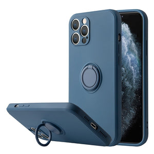 Liquid Silicone Magnetic Case For iPhone With Kickstand Ring Holder