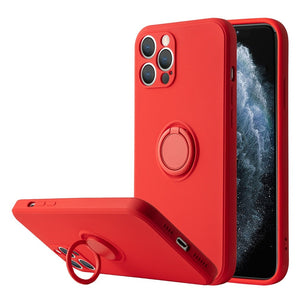 Liquid Silicone Case For iPhone With Kickstand Ring Holder Bracket