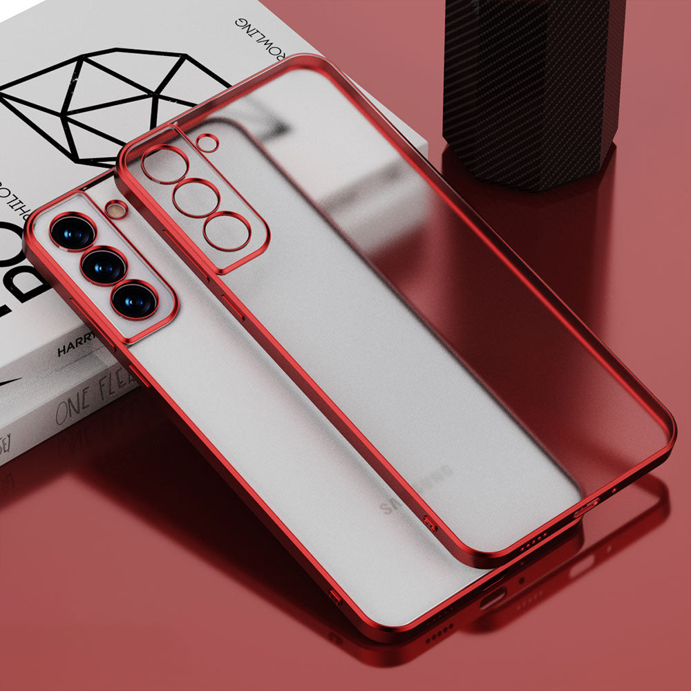 Luxury Matte Square Plating Transparent Case For Samsung Galaxy