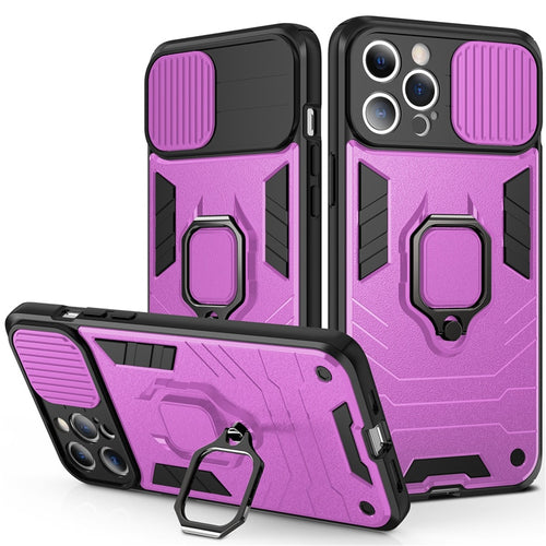 Shockproof Armor Case With Camera Protection Cover And Kickstand Ring For iPhone