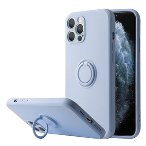 Liquid Silicone Magnetic Case For iPhone With Kickstand Ring Holder Bracket