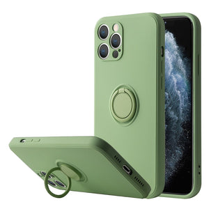 Liquid Silicone Magnetic Case For iPhone With Kickstand Ring Holder