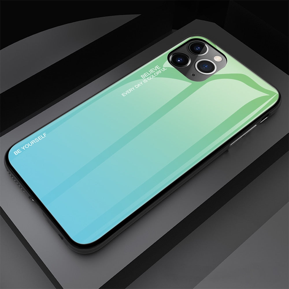 Gradient Tempered Glass Case For iPhone