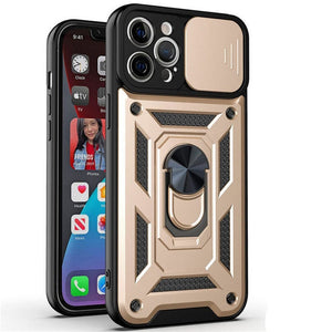 Shockproof Armor Magnetic Case For iPhone With Ring Holder Kickstand And Camera Protection Cover