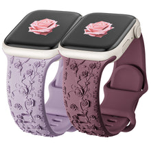 Load image into Gallery viewer, Soft Silicone Floral Engraved Apple Watch Band