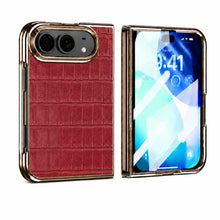 טען תמונה למציג הגלריה, iPhone Duo Fold Case — Crocodile Leather Magnetic Cover - Red