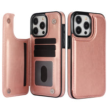 טען תמונה למציג הגלריה, Premium Wallet Flip Leather Case for iPhone – Card Holder, Kickstand &amp; Magnetic Closure