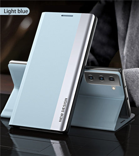 Leather Magnetic Flip Case For Samsung Galaxy With Kickstand