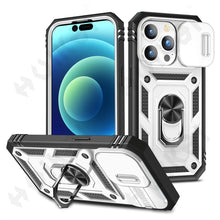 Load image into Gallery viewer, Full Body Rugged Design Shockproof Armor Case With Protective Camera Cover And Kickstand Ring For iPhone