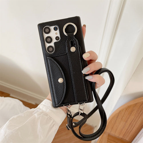 Leather Phone Case For Samsung Galaxy With Crossbody Strap