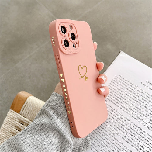 Candy Color Silicone Case With Love Heart For iPhone