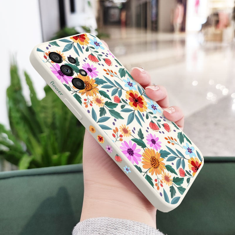 Floral Liquid Silicone Flower Case For Samsung Galaxy