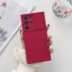 Liquid Silicone Soft Case For Samsung Galaxy A Series With Sliding Camera Cover