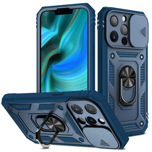 Heavy-Duty Shockproof Case For iPhone With Kickstand And Camera Cover