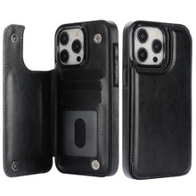 טען תמונה למציג הגלריה, Premium Wallet Flip Leather Case for iPhone – Card Holder, Kickstand &amp; Magnetic Closure