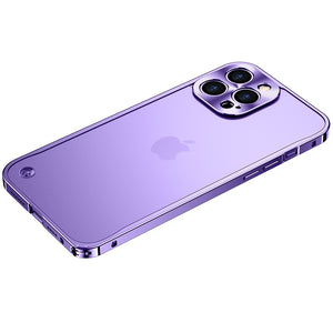 Aviation Aluminum Metal Frame Case For iPhone With Frosted Translucent Back Cover