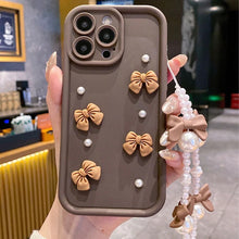 Load image into Gallery viewer, Bowknot Pearl Chain iPhone Case