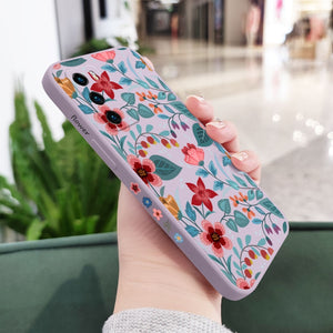נרתיק טלפון פרחוני סיליקון נוזלי עבור Huawei