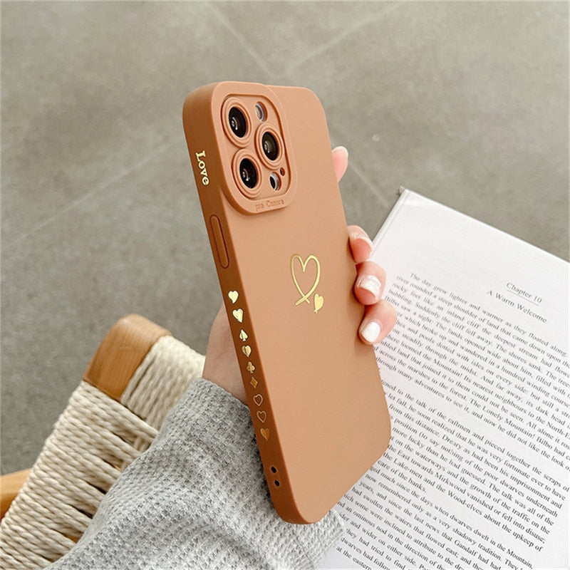 Candy Color Silicone Case With Love Heart For iPhone