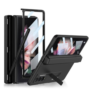 Shockproof Ultra-Thin Tempered Glass Hard Cover Case With Pen For Samsung Galaxy Z Fold