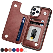טען תמונה למציג הגלריה, Premium Wallet Flip Leather Case for iPhone – Card Holder, Kickstand &amp; Magnetic Closure