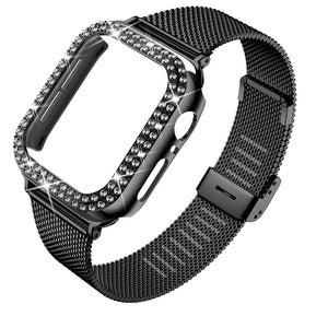 Diamond Case Stainless Steel Strap Apple Watch Band