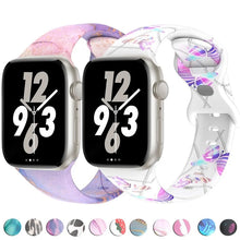 Load image into Gallery viewer, Soft Silicone Printed Floral Apple Watch Band