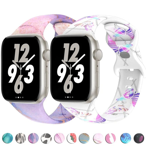 Soft Silicone Printed Floral Apple Watch Band