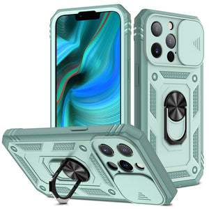 Heavy-Duty Shockproof Case For iPhone With Kickstand And Camera Cover