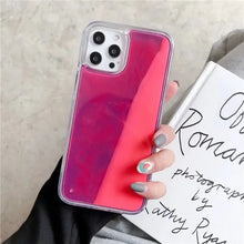 Load image into Gallery viewer, Neon Glow Luminous Quicksand iPhone Case