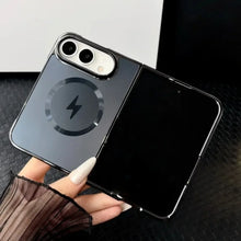 Load image into Gallery viewer, iPhone Duo Fold Case — Ultra-Thin Metallic Magnetic Cover - Black