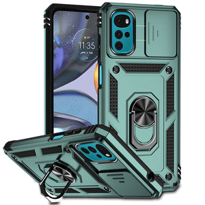 Shockproof Armor Case For Motorola With Ring Holder And Sliding Camera Protection Cover