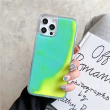 Load image into Gallery viewer, Neon Glow Luminous Quicksand iPhone Case