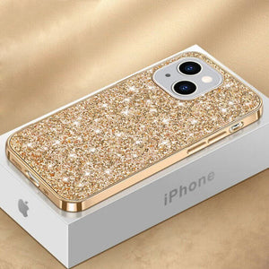 Shining Shockproof Glitter Plating Bling Sequins Case For iPhone
