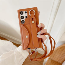 Load image into Gallery viewer, Leather Phone Case For Samsung Galaxy With Crossbody Strap