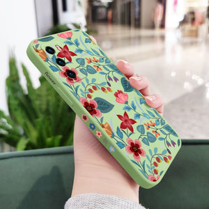נרתיק טלפון פרחוני סיליקון נוזלי עבור Huawei