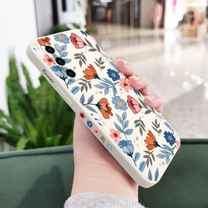 נרתיק טלפון פרחוני סיליקון נוזלי עבור Huawei