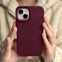 Load image into Gallery viewer, Silicone iPhone Case — Soft Solid-Color Protective Cover - Wine Red