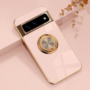 Shockproof Luxury Silicone Plating Case For Google Pixel With Ring Holder