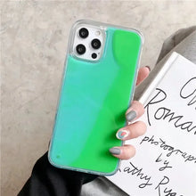 Load image into Gallery viewer, Neon Glow Luminous Quicksand iPhone Case