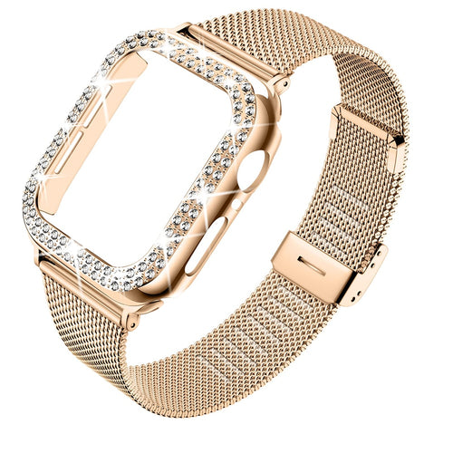 Diamond Case Stainless Steel Strap Apple Watch Band