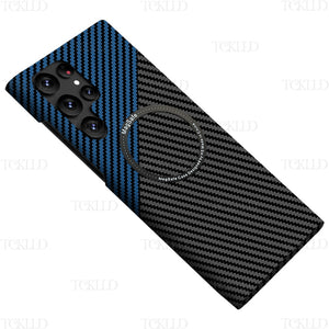 Carbon Fiber Texture Matte MagSafe Magnetic Ultra Slim Case For Samsung Galaxy